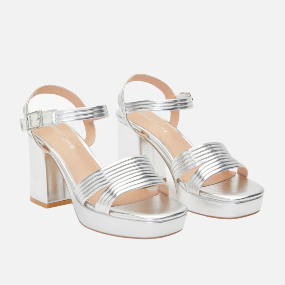 Princess Highway Silver Strappy Party Heel - Size 9.5